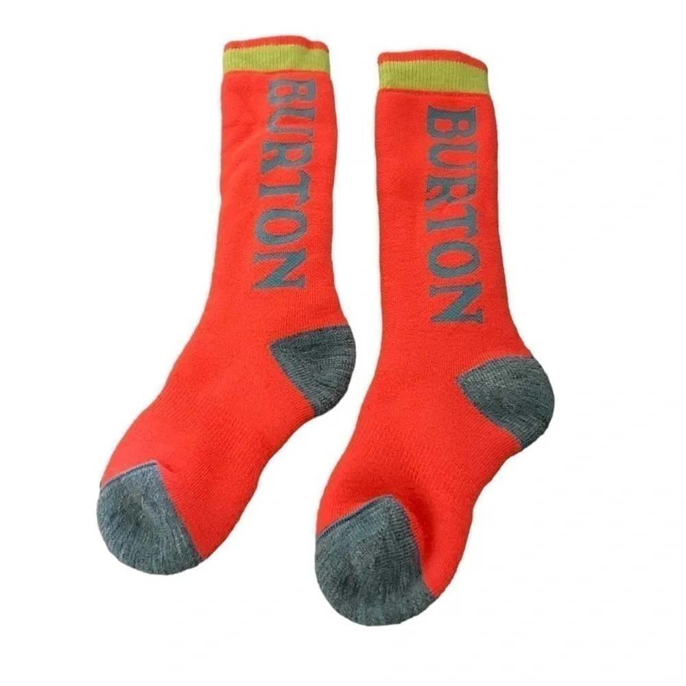 Burton Kids Weekend Midweight Winter Socks S/M Shoe Size 13-1 Orange Grey